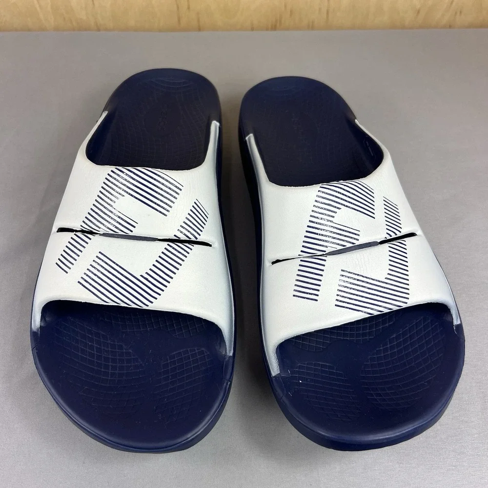 OOFOS OOahh Sport Recovery Slides Navy Men's 13 Women's 15 Sandals